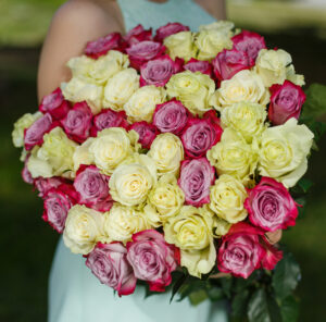 Букет из 51 розы нежный микс (Эквадор, 50 см) — изображение 5