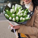 25 белых тюльпанов