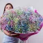 букет из 25 веток гипсофилы радуга