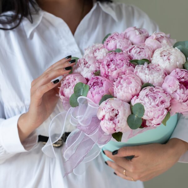 15 пионов в шляпной коробке